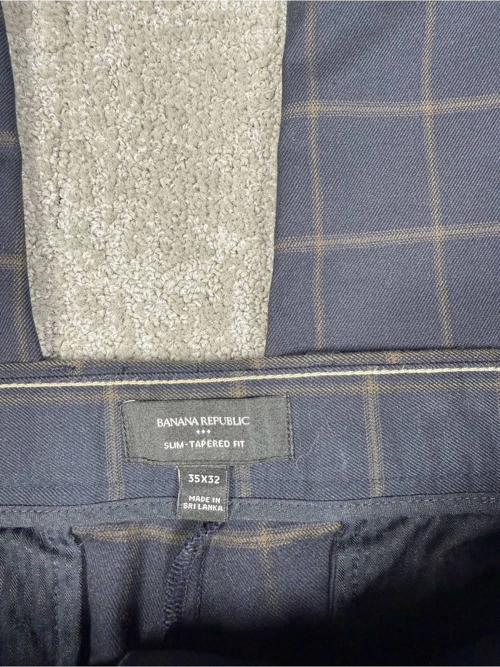 Banana Republic Slim Tapered Fit Plaid Dress Pant Men Size 35x32